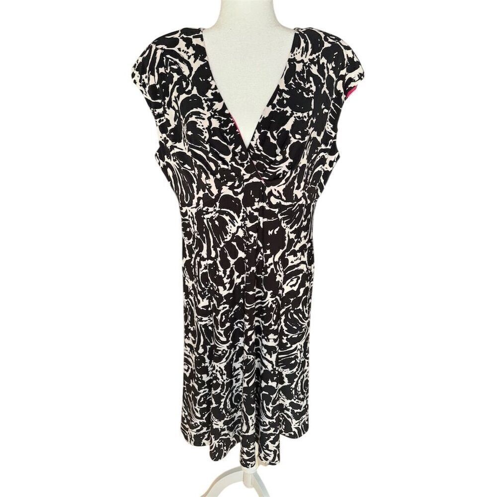 Jones New York Faux Wrap Dress Black & White Size 16